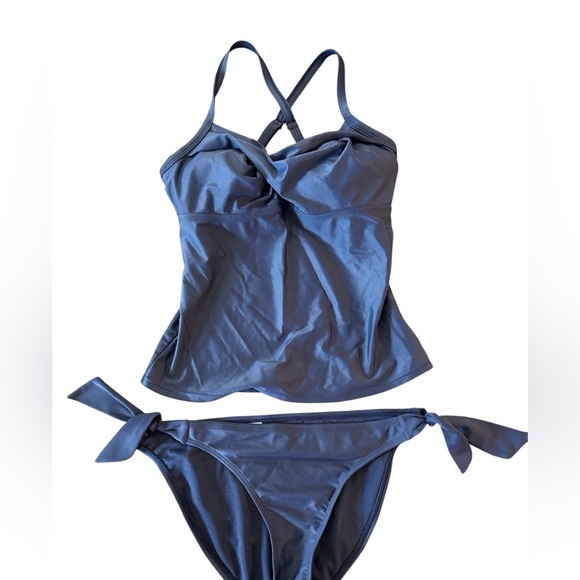 Athleta Twist Up Tankini Swim Set Navy Blue Top 32D/DD & Bottom Small S - Picture 6 of 14